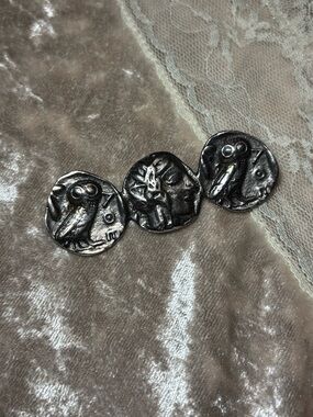 1960s/70s Alva Studios 3 Coin Greek Goddess Athena Pin Vintage Museum Jewelry